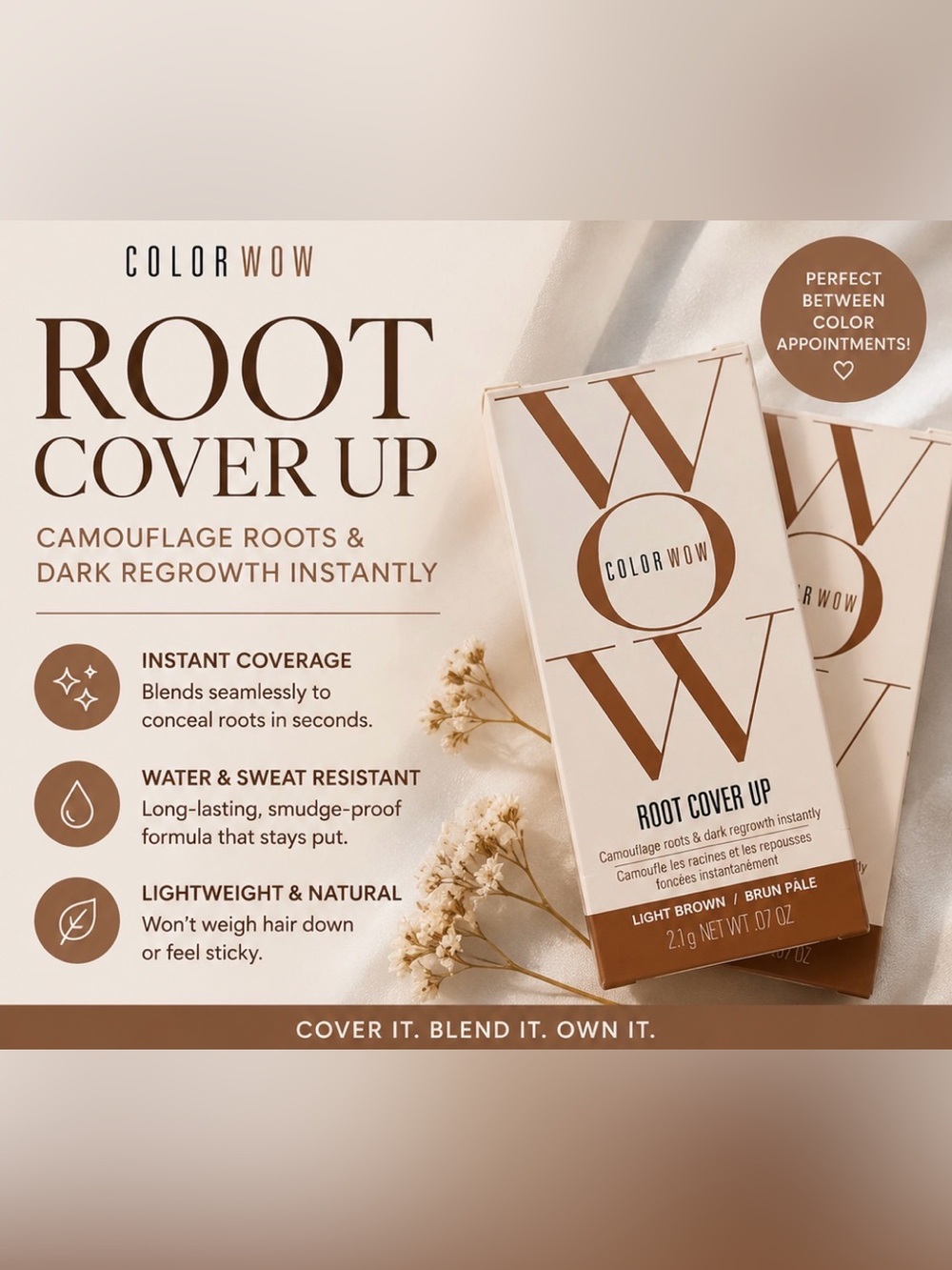 New- Color WOW Root Cover Up/Touch Up | Light Brown